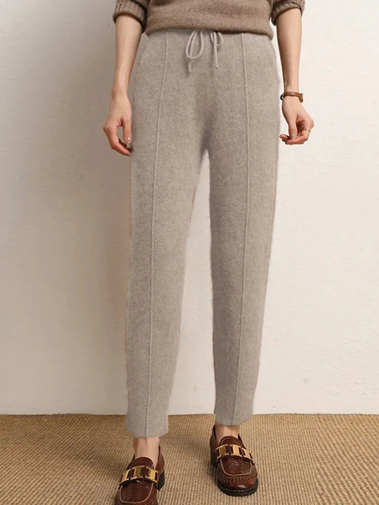 Women’s Thick Knit Wool Pants for Winter