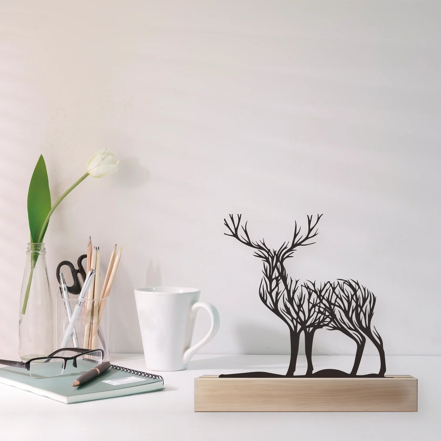 Minimalist Plant Deer Statue