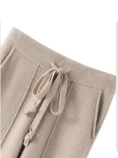 Women’s Thick Knit Wool Pants for Winter