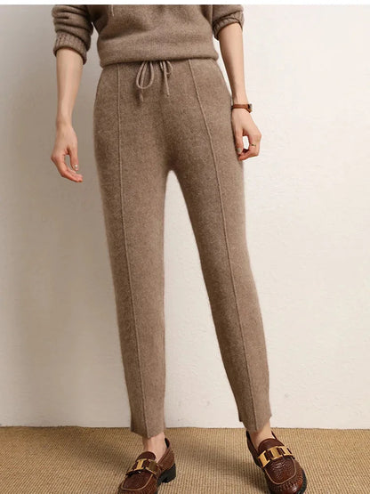 Women’s Thick Knit Wool Pants for Winter