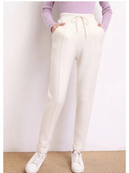 Women’s Thick Knit Wool Pants for Winter