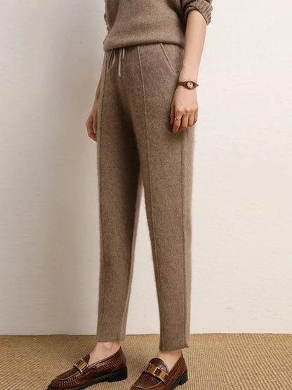 Women’s Thick Knit Wool Pants for Winter