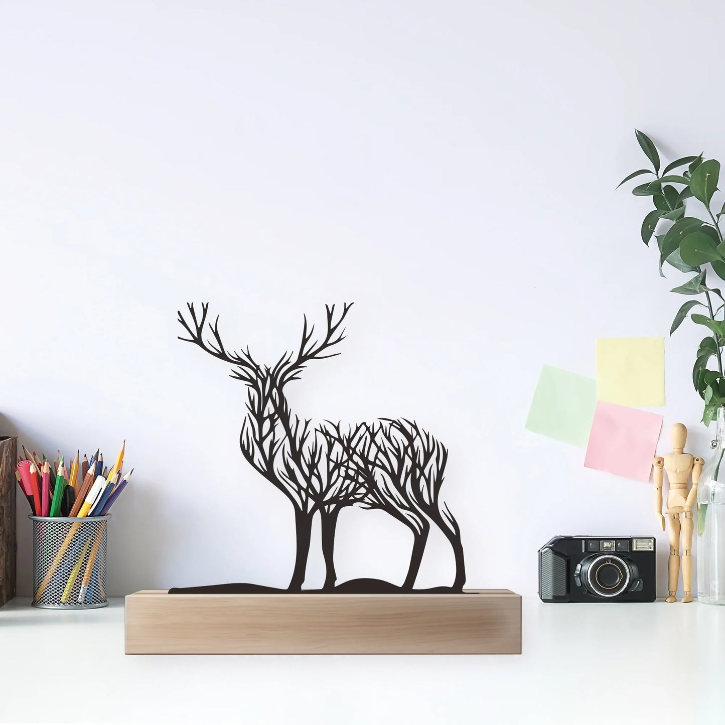Minimalist Plant Deer Statue